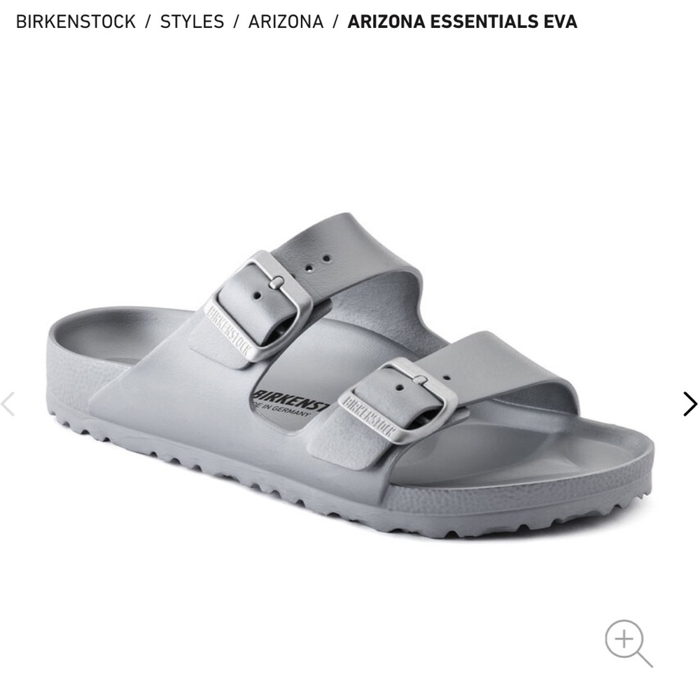 Birkenstock EVA Arizona Essentials Silver size NARROW 38 L 7, M 5 Sandals